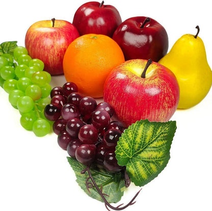 Künstliche Früchte Set 8 Stück Schaumstoff Obst Deko Set Apfel Traube Orange Birne Schlangenfrucht