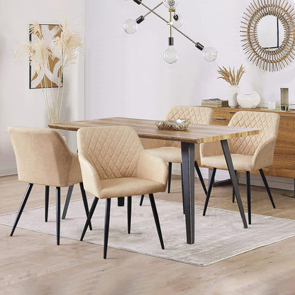 Moderner Esszimmerstuhl Set 2er, Creme in Lederoptik