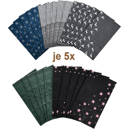 Adventskalender zum Befüllen 24 Kraftpapiertüten Blau Grau