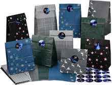 Adventskalender 24 Kraftpapiertüten mit Aufkleber für Kinder&Männer