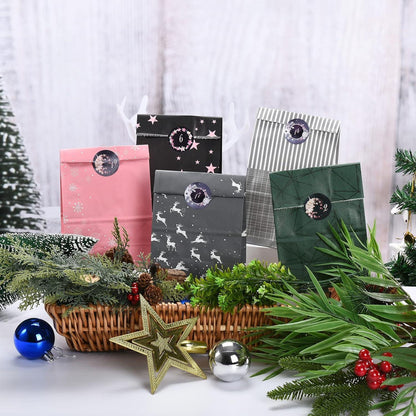 Adventskalender zum Befüllen in Rosa/Schwarz/Grau, 24 Tüten