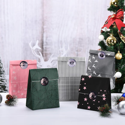 Adventskalender zum Befüllen in Rosa/Schwarz/Grau, 24 Tüten