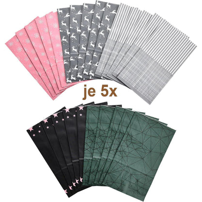 Adventskalender zum Befüllen in Rosa/Schwarz/Grau, 24 Tüten