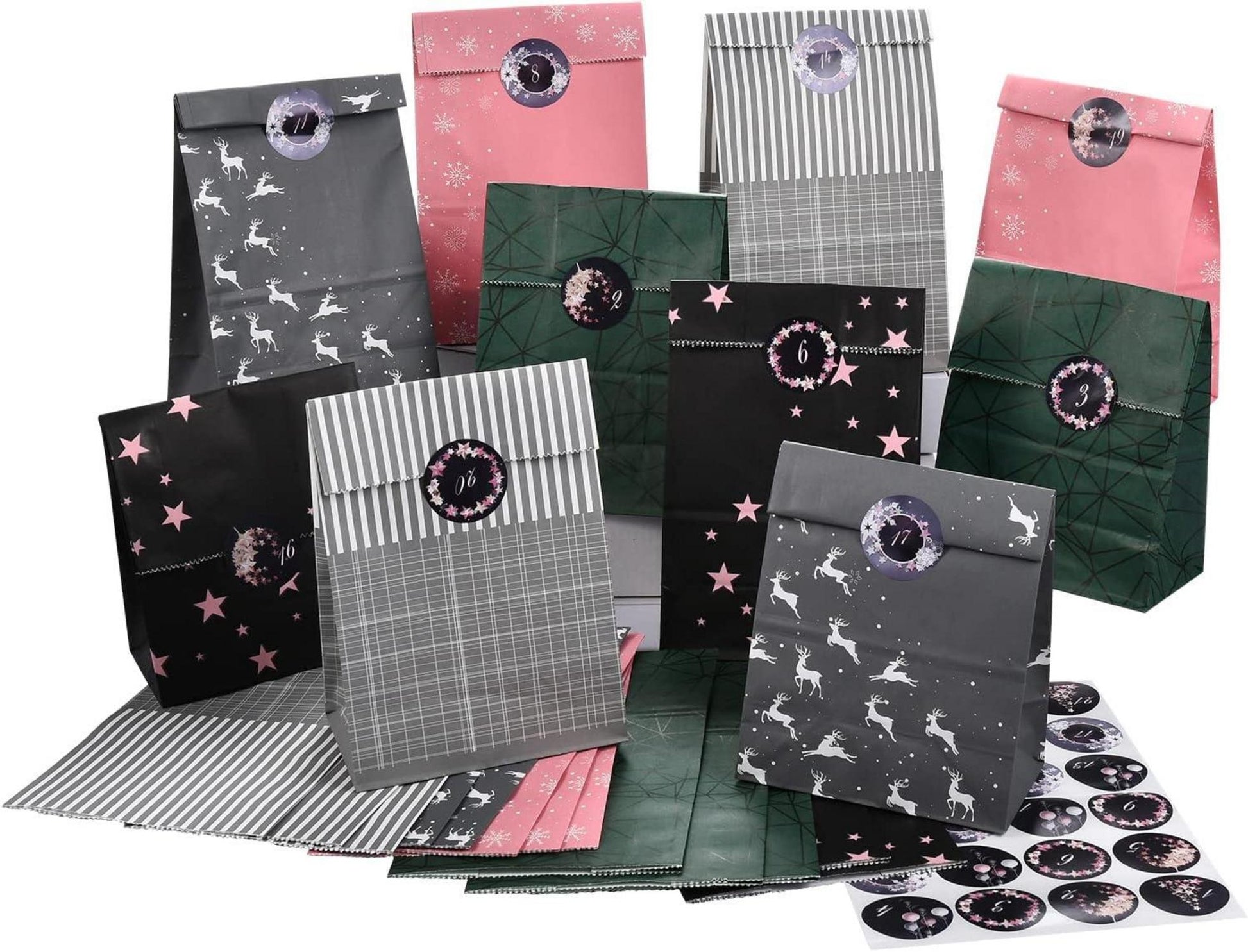 Adventskalender zum Befüllen mit Papiertüten und Aufklebern