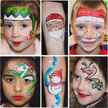 Kinderschminke Set Gesichtsfarbe 15 Farben Waschbar +24 Schablonen +7
