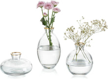 Handmade Mini Vasen Glas Goldrand Blumenvase Set Vintage