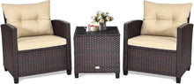 3tlg. Polyrattan Balkonmöbel Set mit Tisch & Stühlen Beige Kissen