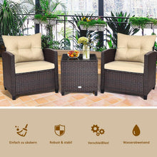 Beige Polyrattan Balkonmöbel Set mit 1 Tisch 2 Stühlen