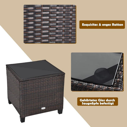 GOPLUS Balkonmöbel Set Polyrattan Gartenmöbel Tisch Stühle Lounge Kissen Beige