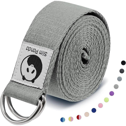 Yoga Gurt Baumwolle Yogagurt 180/250cm Schiebeschnalle Grau
