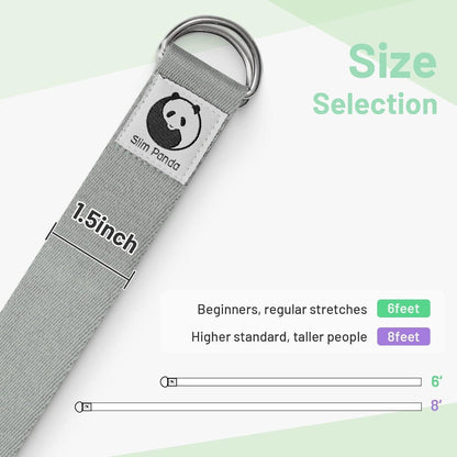 Yoga Gurt Baumwolle Yogagurt 180/250cm Schiebeschnalle Grau