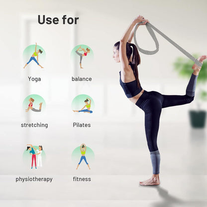 Yoga Gurt Baumwolle Yogagurt 180/250cm Schiebeschnalle Grau