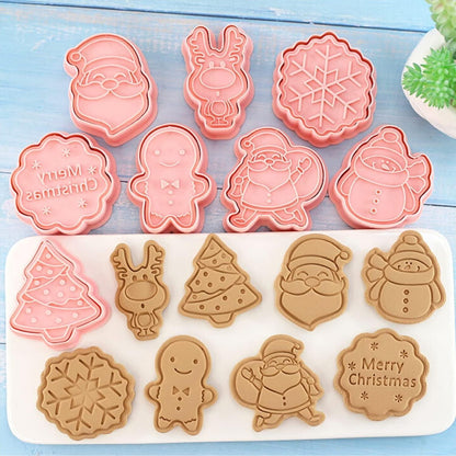 Weihnachts-Ausstecher-Set Kunststoff Lebkuchenmann Schneeflocke Schneemann Weihnachtsbaum Weihnachtsmann Rentier