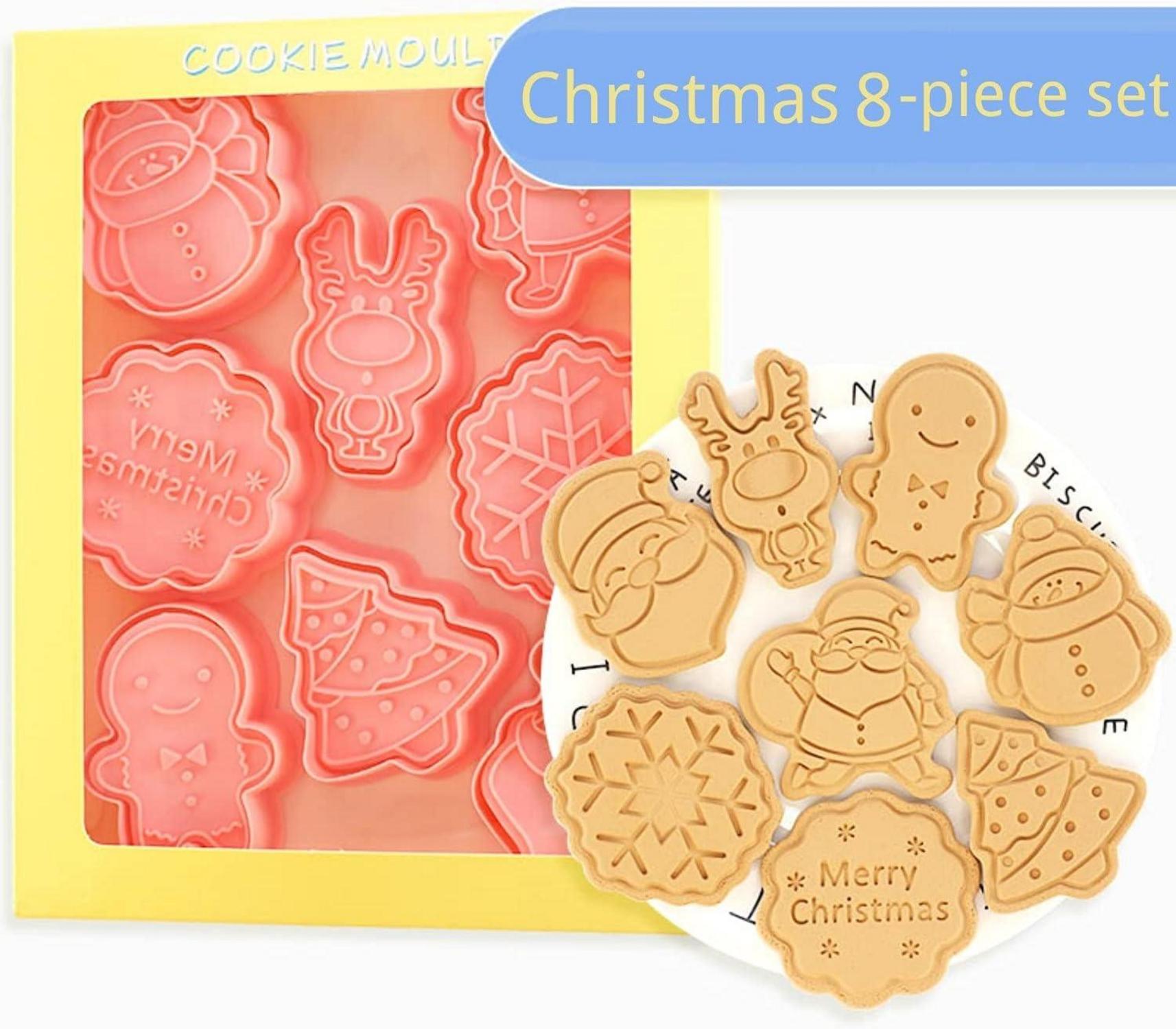 Weihnachts-Ausstecher-Set Kunststoff Lebkuchenmann Schneeflocke Schneemann Weihnachtsbaum Weihnachtsmann Rentier