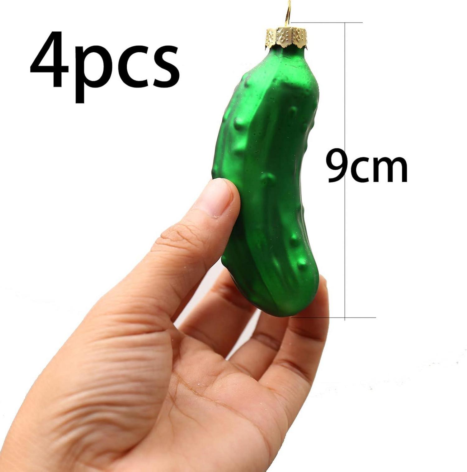 HERZWILD Weihnachtsgurke 4er Set Glas Weihnachtsbaumschmuck