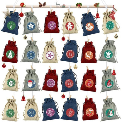 Adventskalender Stoffbeutel zum Befüllen 24