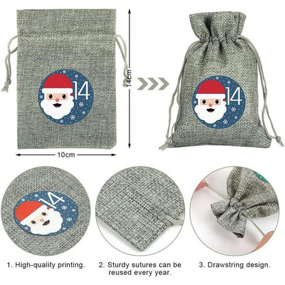 Adventskalender Stoffbeutel zum Befüllen 24