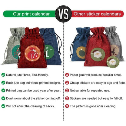 Adventskalender Stoffbeutel zum Befüllen 24