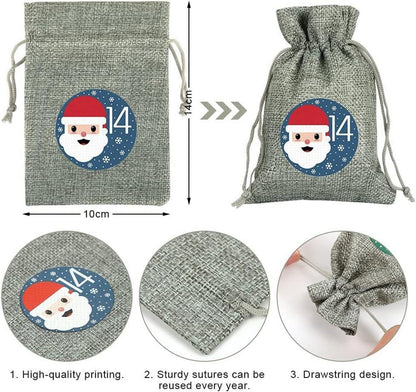 Adventskalender zum Befüllen Stoffbeutel 24 Weihnachtskalender