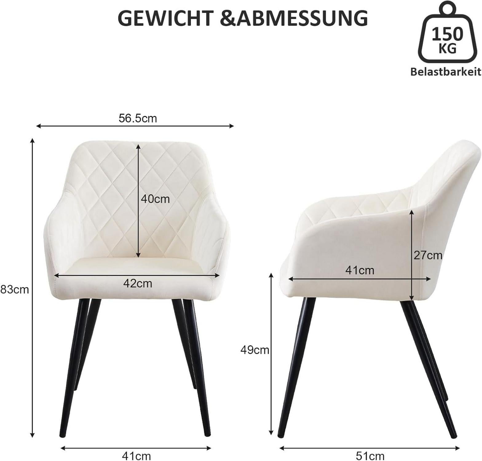 Esszimmerstühle Set Samt Bezug Armlehne Metallbeine Polstersessel
