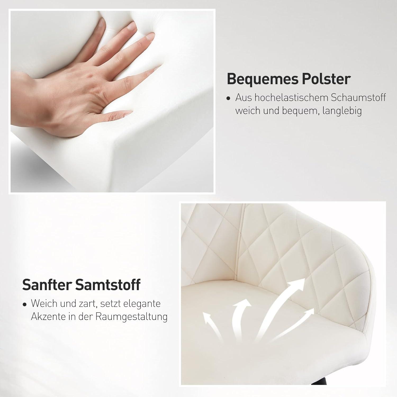 CLIPOP Esszimmerstühle 2er Set Samt Bezug Armlehne