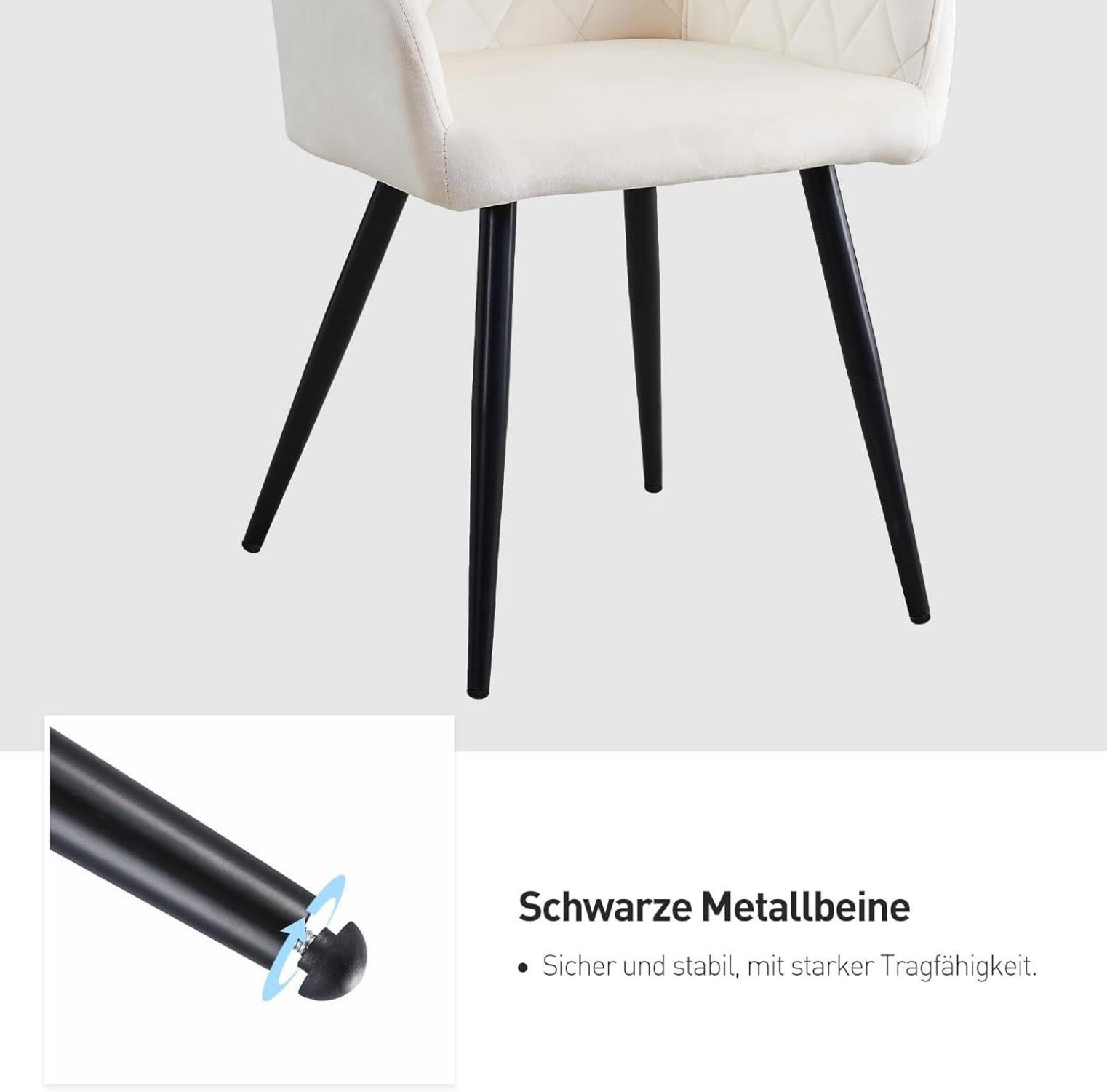 Esszimmerstühle 2er Set Samt Bezug Armlehne Metallbeine Polstersessel