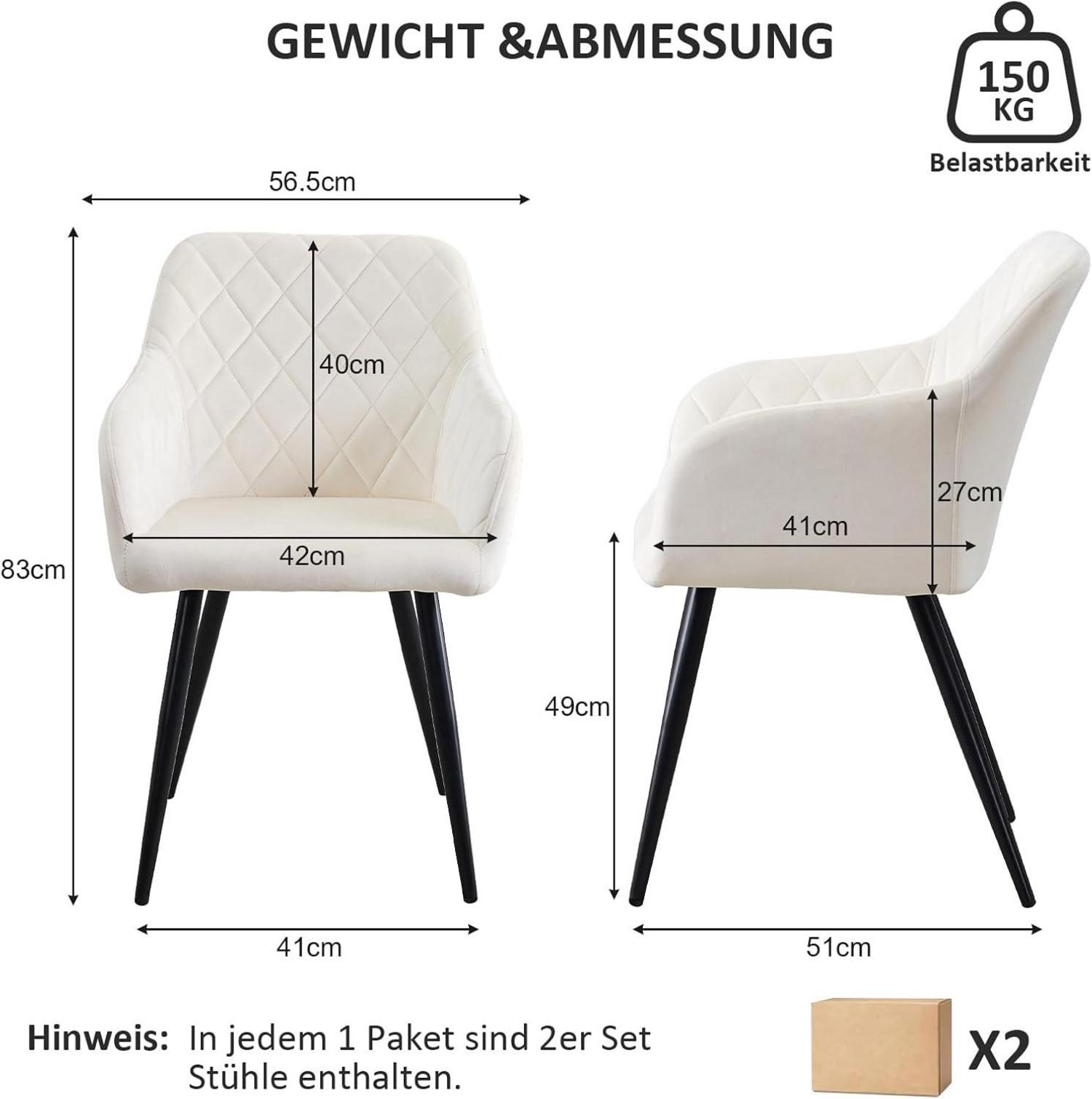 Esszimmerstuhl Set Samt Bezug Armlehne Metallbeine in