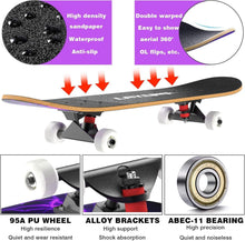 Skateboard 31 Zoll Ahorn Deck ABEC-11 Halterung ???? Geeignet für alle