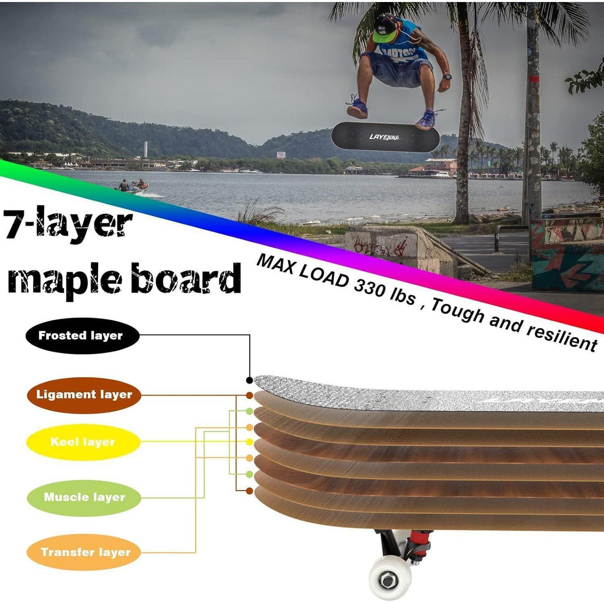 Komplettes Skateboard 31 Zoll Ahorn Deck ABEC-11 Lager Verde