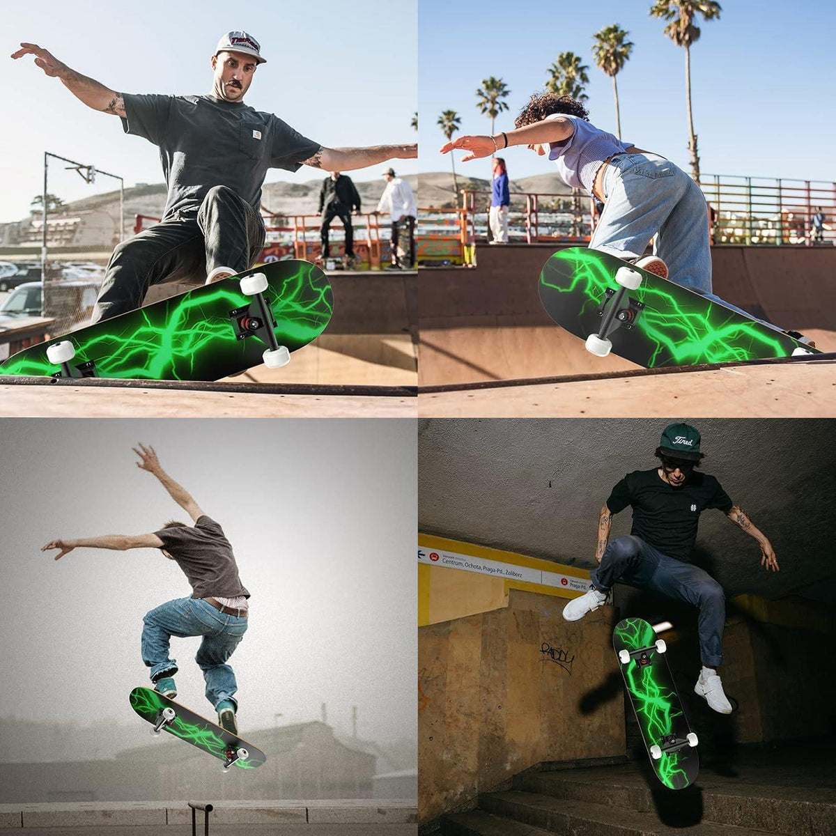 Komplettes Skateboard 31 Zoll Ahorn Deck ABEC-11 Lager Verde
