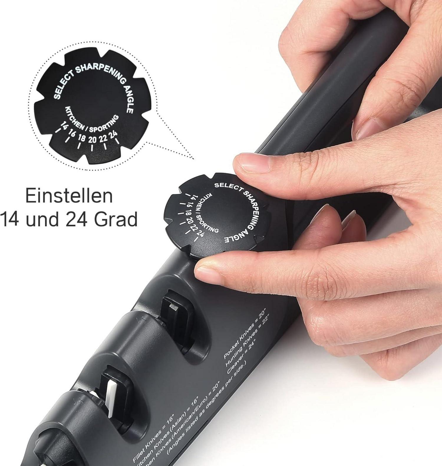 Professioneller 3-Stufen-Messerschärfer mit Griff, für alle Klingen
