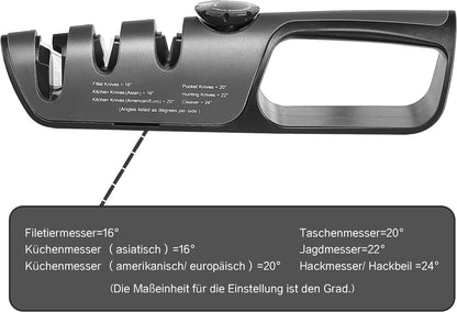 Professioneller 3-Stufen-Messerschärfer mit Griff, für alle Klingen