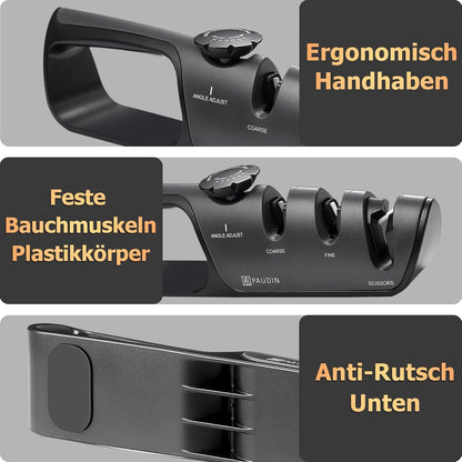 Paudin 3-Stufen-Messerschärfer mit Griff - für alle Messerarten geeignet