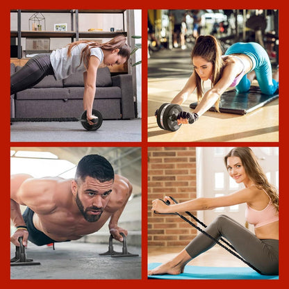 EnterSports 6-in-1 Bauchroller Set mit Fitnessband und