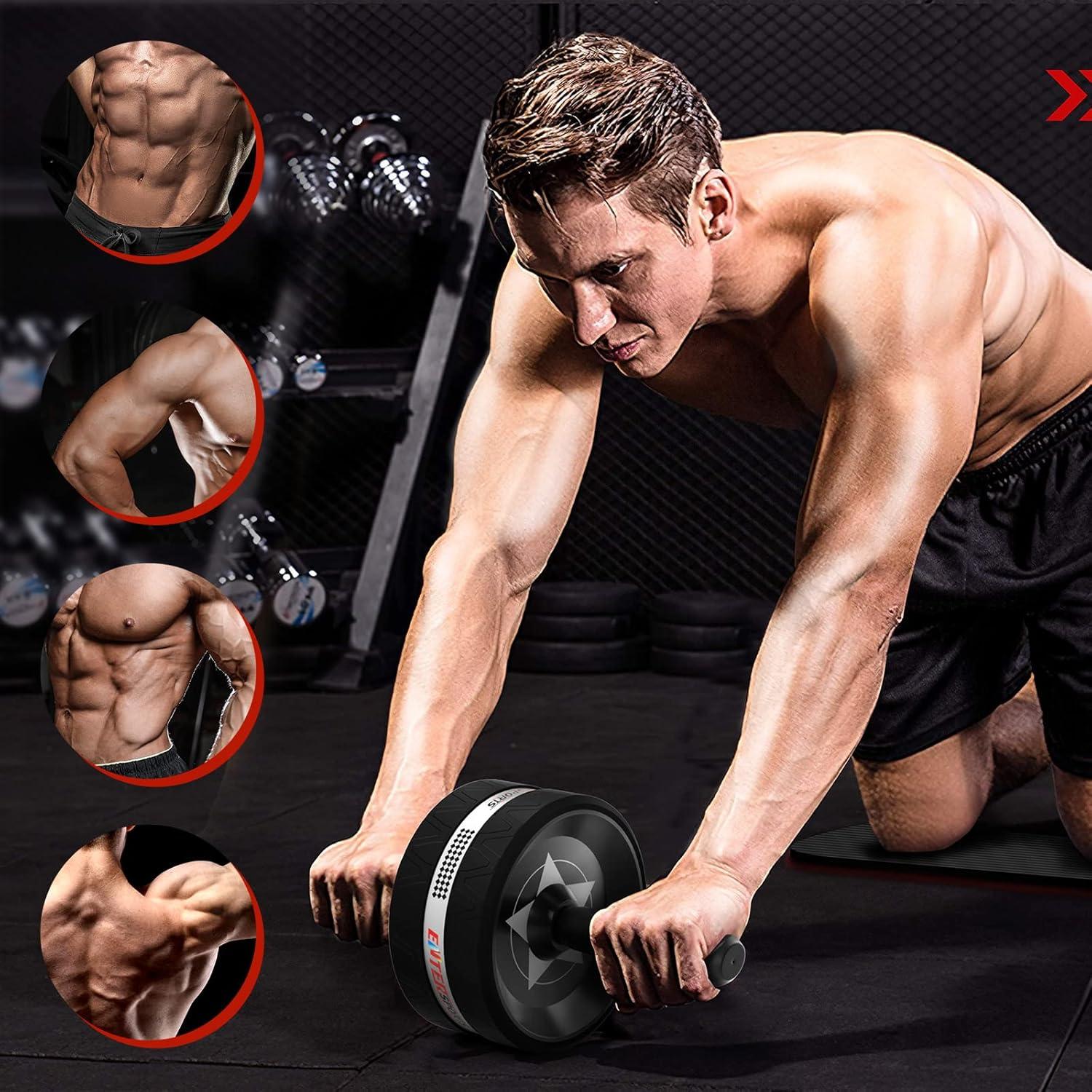 Bauchroller 6-in-1 Bauchtrainer Fitnessband Liegestütze Set