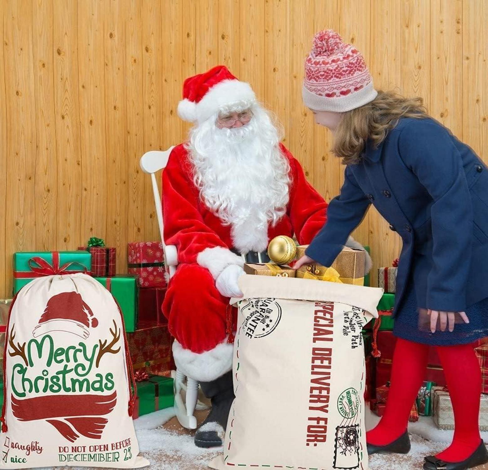 Weihnachtsgeschenktüten Santa Sack Canvas 3 Stile 70x50cm