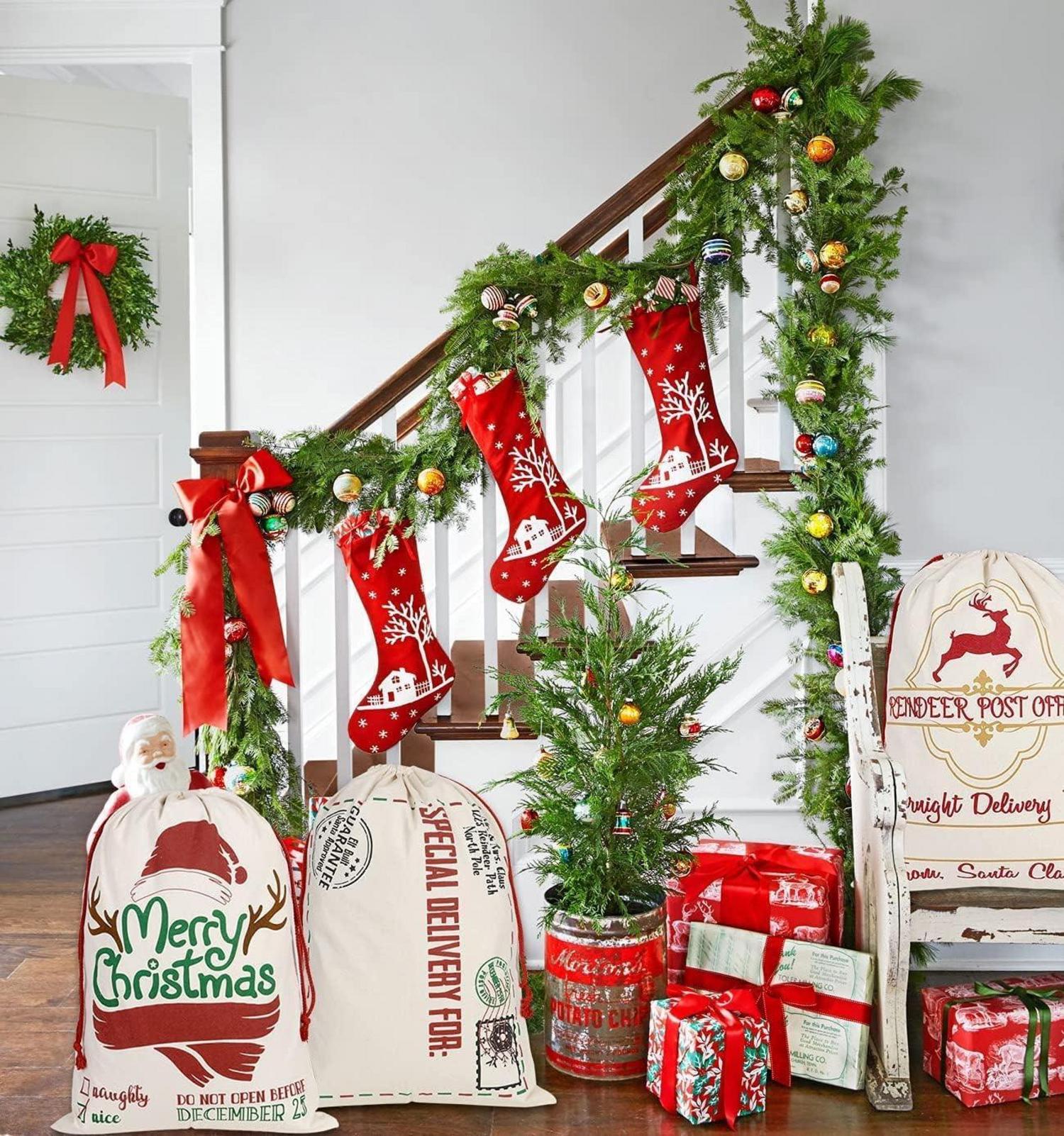 Weihnachtsgeschenktüten Santa Sack Canvas 3 Stile 70x50cm