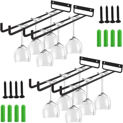 Weinglashalter 4er Bar Zubehör Unter Schrank Schwarz 30cm