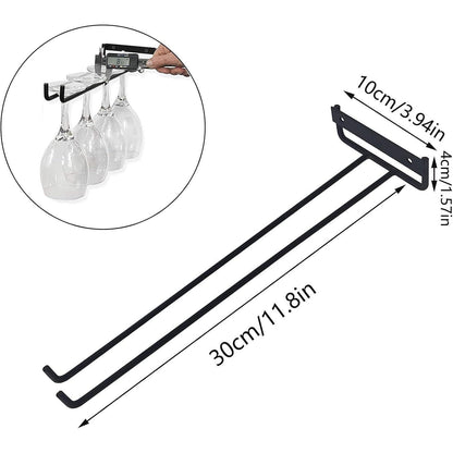 Weinglashalter 4er Bar Zubehör Unter Schrank Schwarz 30cm