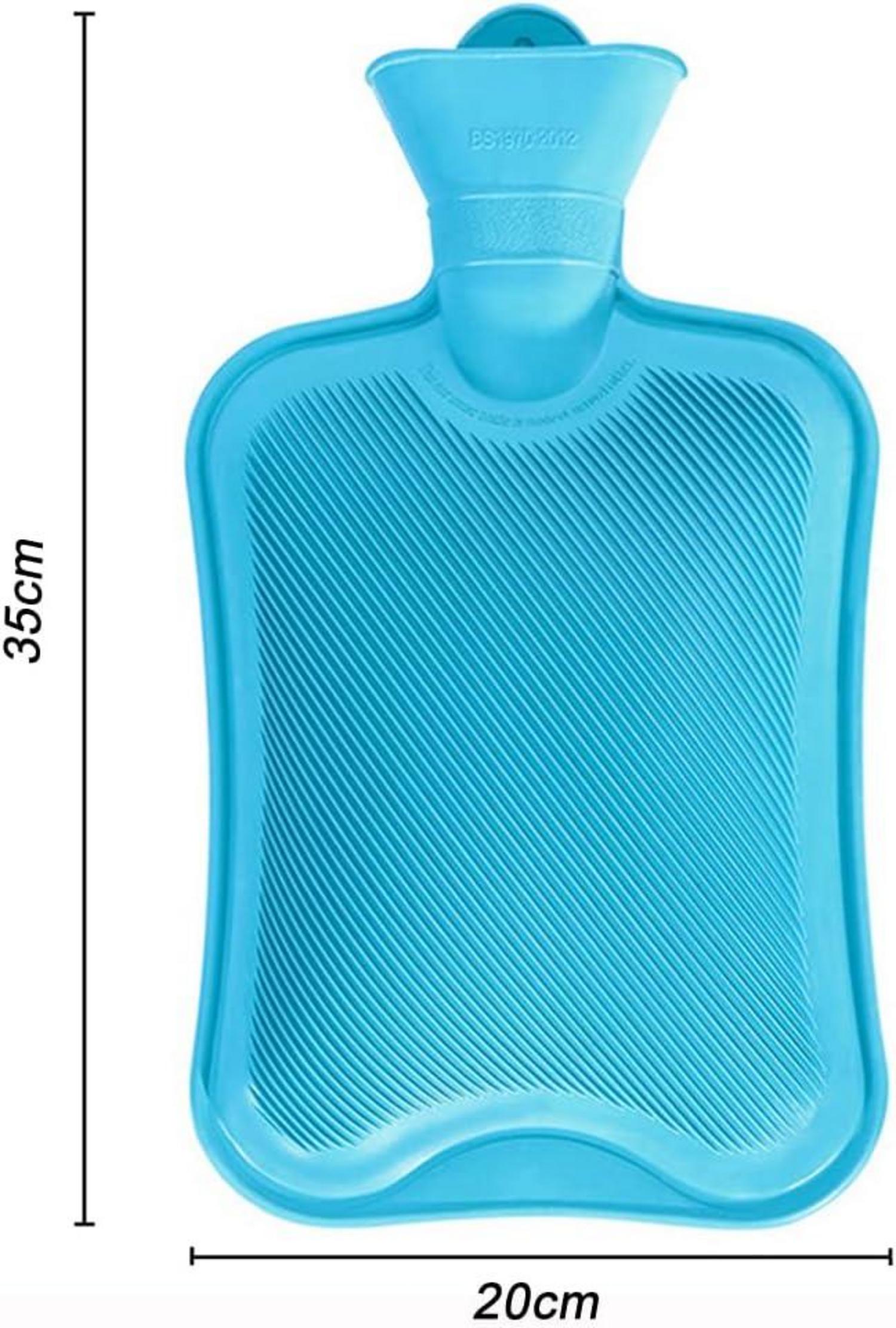 Wärmflasche 2L Naturkautschuk Bettflasche für Kinder und Erwachsene Blau