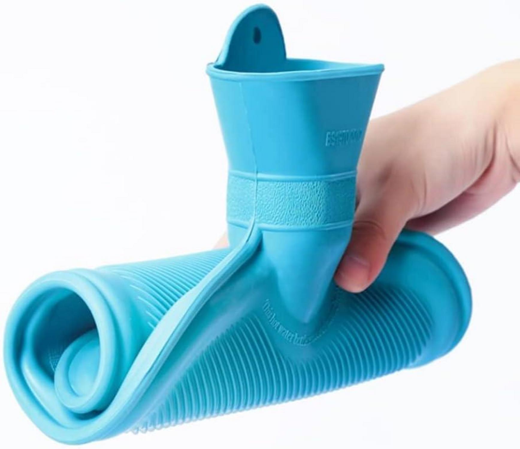Wärmflasche 2L Naturkautschuk Blau Große Öffnung sichere Haltbare Bettflasche