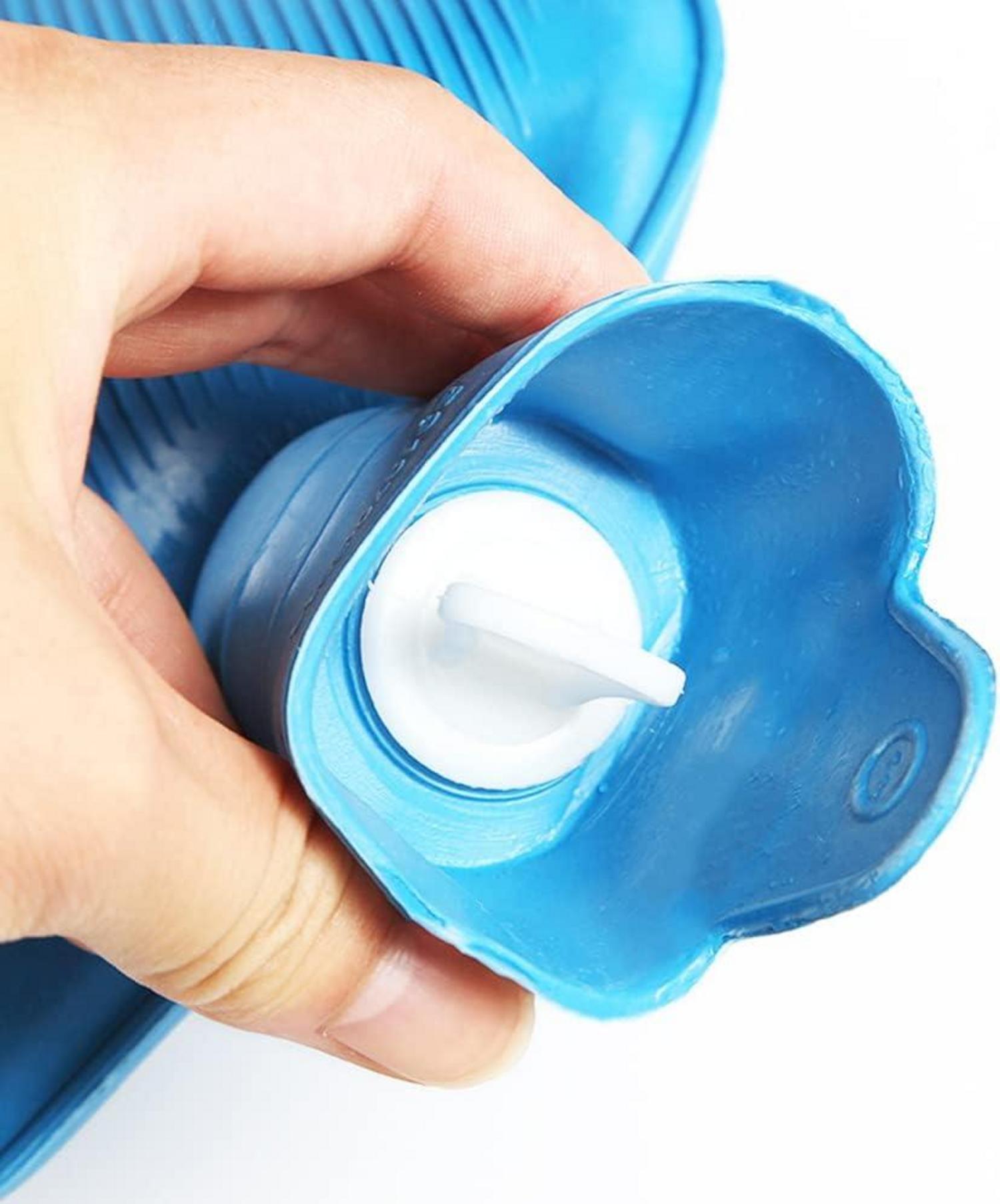 Wärmflasche 2L Naturkautschuk Blau für Kinder und Erwachsene