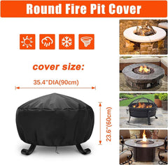 Feuerstelle Abdeckung Rund Wasserdicht 90x60cm Schwarz