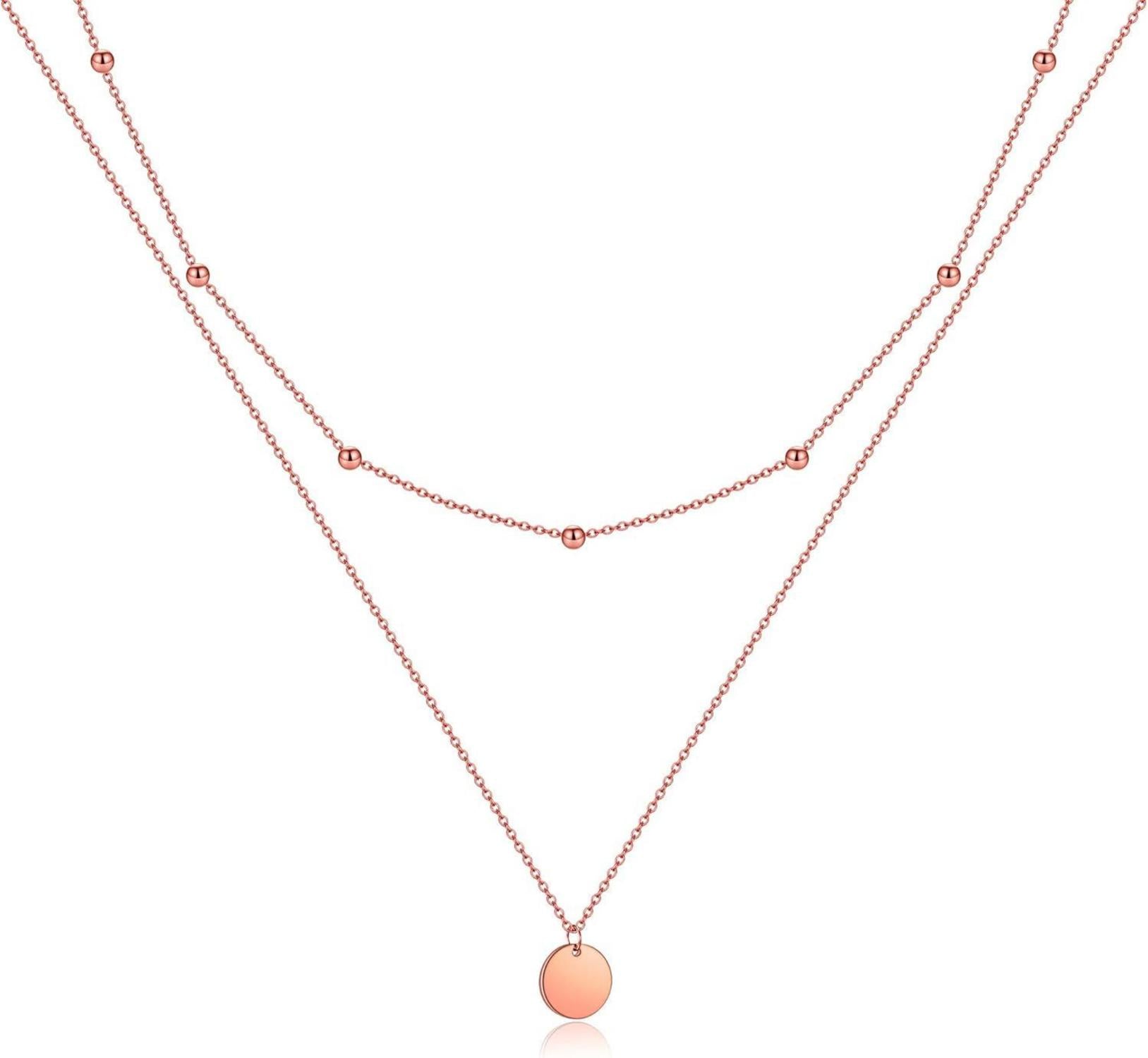 Layered Kette Silber Rosegold Gold Doppel Multilayer Halskette
