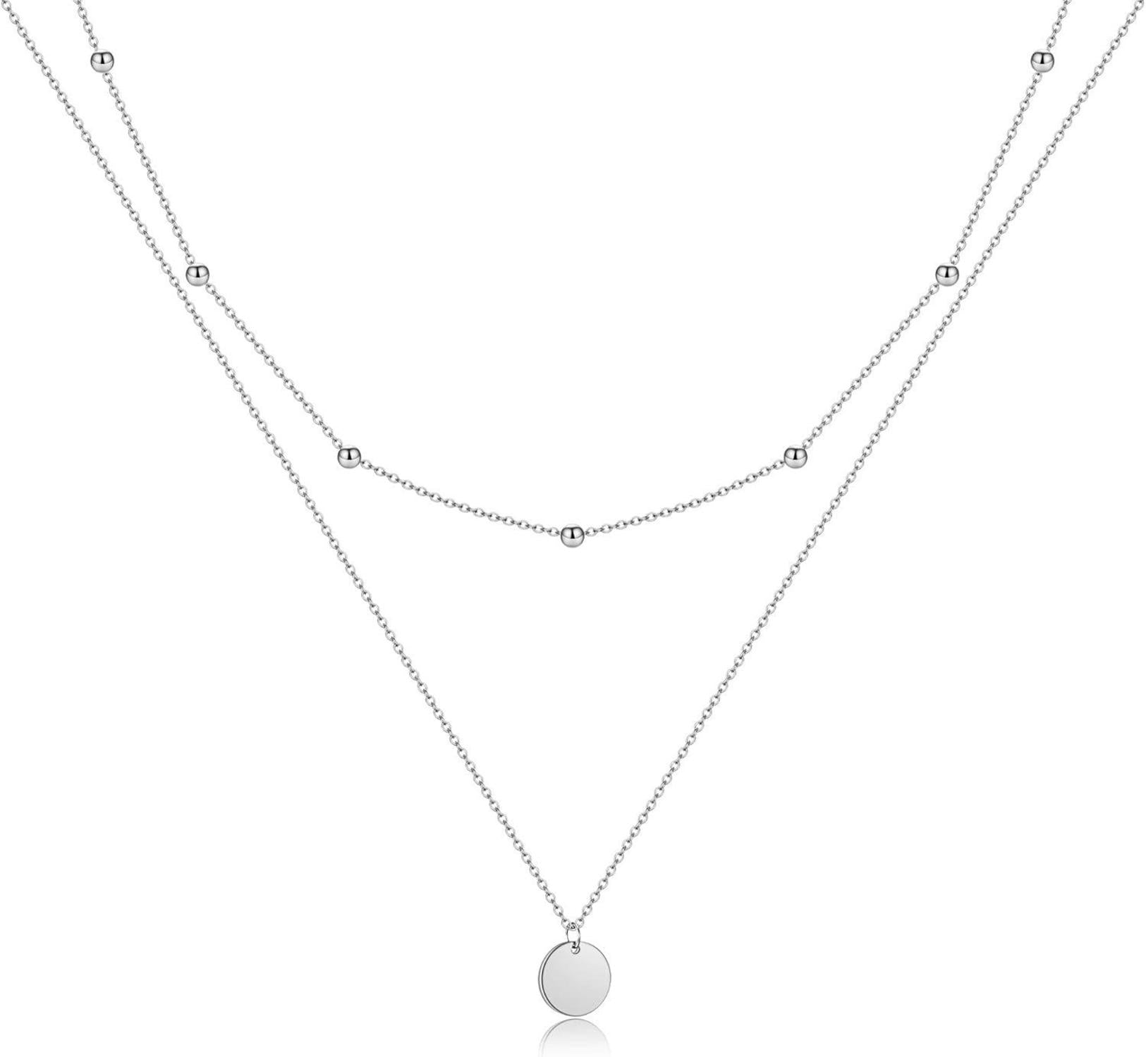 Layered Kette Silber Rosegold Gold Plättchen Doppel Multilayer