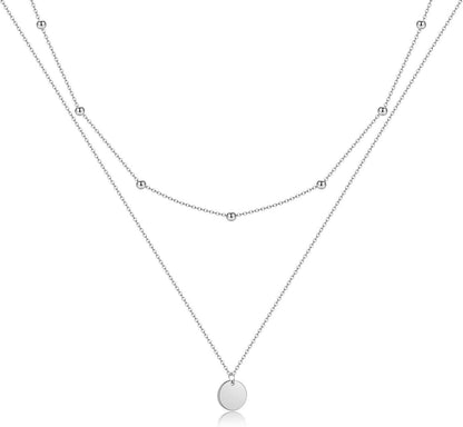 Layered Kette Silber Rosegold Gold Plättchen Doppel Multilayer