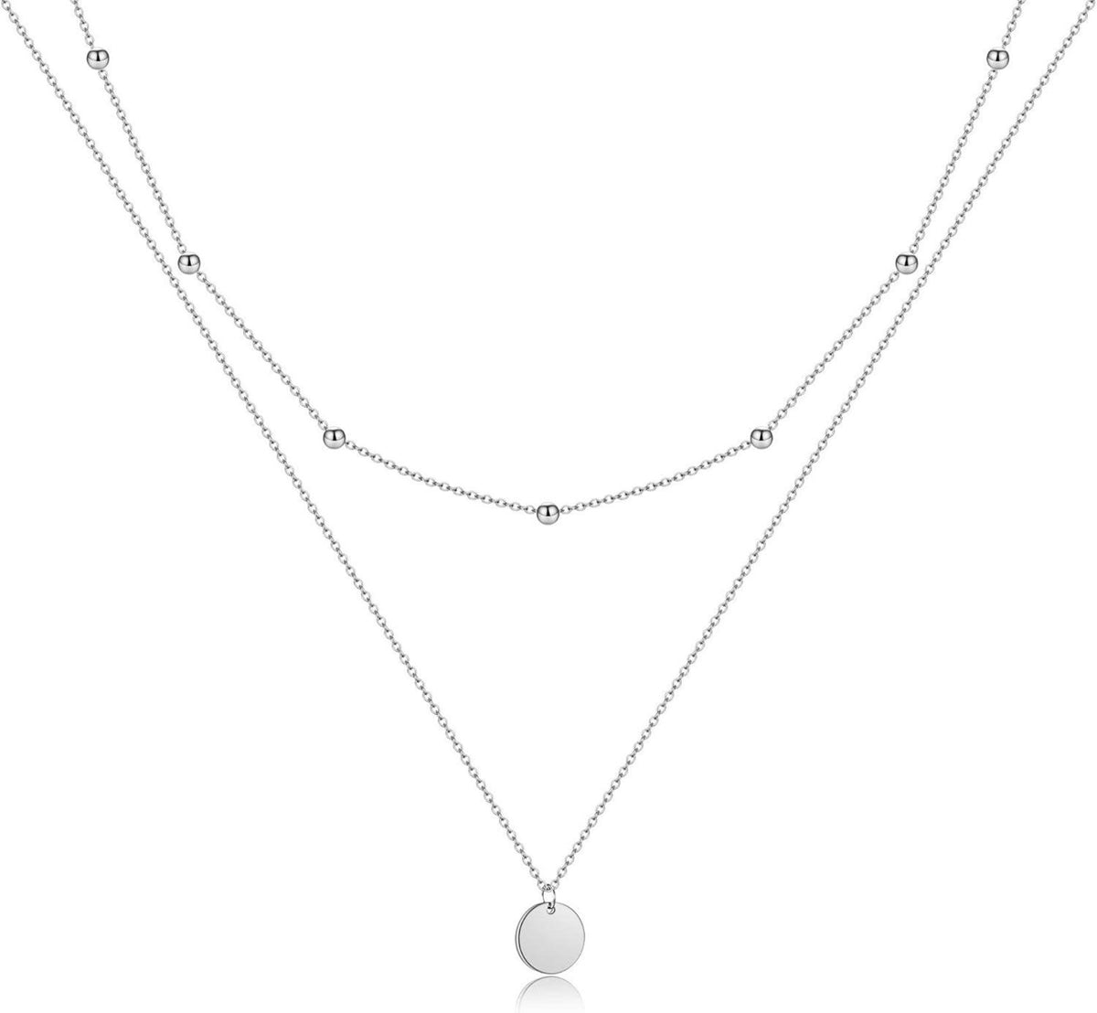 Layered Kette Silber Rosegold Gold Plättchen Doppel Multilayer