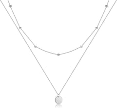 Layered Kette Silber Rosegold Gold Plättchen Doppel Multilayer