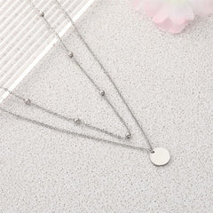 AFSTALR Damen Layered Kette Silber Doppel Multilayer Halskette mit Coin Anhänger