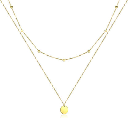 Layered Multilayer Halskette mit Coin Anhänger Silber Gold Rosegold